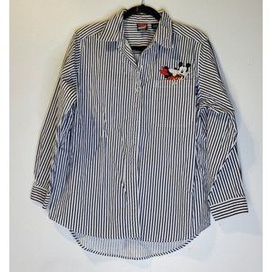 Disney Black and White Striped Button Down Shirt